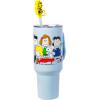 Silver Buffalo Peanuts Snoopy Gang Logo Stainless Steel Tumbler with Straw Cover Cap, Lid, Straw and Handle – 40 oz(Blue/Multi)