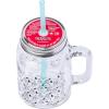 Silver Buffalo Peanuts Snoopy Pattern 21oz Glass Mason Jar w Lid and Straw