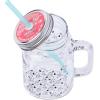 Silver Buffalo Peanuts Snoopy Pattern 21oz Glass Mason Jar w Lid and Straw