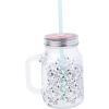 Silver Buffalo Peanuts Snoopy Pattern 21oz Glass Mason Jar w Lid and Straw