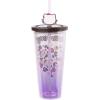 Silver Buffalo Sanrio Hello Kitty Jungle Leopard Print Heart and Bow Pattern Plastic Cold Cup with Lid and Straw Topper, 24 Ounces