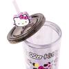Silver Buffalo Sanrio Hello Kitty Jungle Leopard Print Heart and Bow Pattern Plastic Cold Cup with Lid and Straw Topper, 24 Ounces