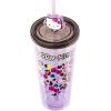 Silver Buffalo Sanrio Hello Kitty Jungle Leopard Print Heart and Bow Pattern Plastic Cold Cup with Lid and Straw Topper, 24 Ounces