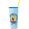 Silver Buffalo Spongebob Squarepants Happy Jazz Hands Double Walled Stainless Steel Tumbler with Straw, 22 Ounces