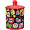 Silver Buffalo Chucky Sticker Style Tossed Sticker Badges and Icons Pattern 8″ 64oz Ceramic Cookie Jar