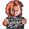 Silver Buffalo Chucky Wanna Play Mug Shot Large Die Cut MDF Box Wall Sign