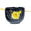 Silver Buffalo Disney Lady and the Tramp Eating Noodles Chinese Love Ceramic Ramen Noodle Rice Bowl with Chopsticks, Microwave Safe, 20 Ounces(Black/Multi)