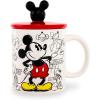 Silver Buffalo Disney Micky Minnie Heart Glitter Ceramic Coffee Mug, 14 Ounces(Mickey Mouse Heritage Sketch)
