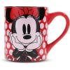 Silver Buffalo Disney Micky Minnie Heart Glitter Ceramic Coffee Mug, 14 Ounces(Minnie Mouse Dots)