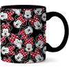 Silver Buffalo Disney Micky Minnie Heart Glitter Ceramic Coffee Mug, 14 Ounces(Minnie Mouse Face Pattern)