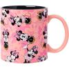 Silver Buffalo Disney Micky Minnie Heart Glitter Ceramic Coffee Mug, 14 Ounces(Pink/Multi)