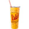 Silver Buffalo Gilmore Girls Double Walled Stainless Steel Tumbler with Straw Featuring Luke’s Logo, 22 Ounces