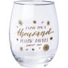 Silver Buffalo Gilmore Girls “I Love You a Thousand Yellow Daisies” Stemless Tear Drop Glass, 20 Ounces