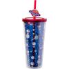 Silver Buffalo Peanuts Featuring Snoopy and Woodstock Outer Space Astronaut Plastic Cold Cup with Lid and Straw Topper, 24 Ounces