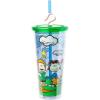 Silver Buffalo Peanuts Playing Baseball Featuring Snoopy, Charlie Brown, Lucy, Peppermint Patty, Linus, Sally, and Woodstock Plastic Cold Cup with Lid and Straw Topper, 24 Ounces
