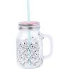 Silver Buffalo Peanuts Snoopy Pattern 21oz Glass Mason Jar w Lid and Straw