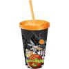 Silver Buffalo Space Jam Plastic Cold Cup with Lid and Straw, 16-Ounces
