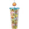 Silver Buffalo Spongebob Squarepants Comic Panel Happy and Love Featuring Patrick Star and Gary the Snail Plastic Cold Cup with Lid and Straw Topper, 24 Ounces