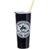 Silver Buffalo Yellowstone “We Don’t Choose the Way” Double Walled Stainless Steel Tumbler With Straw, 20 Ounces