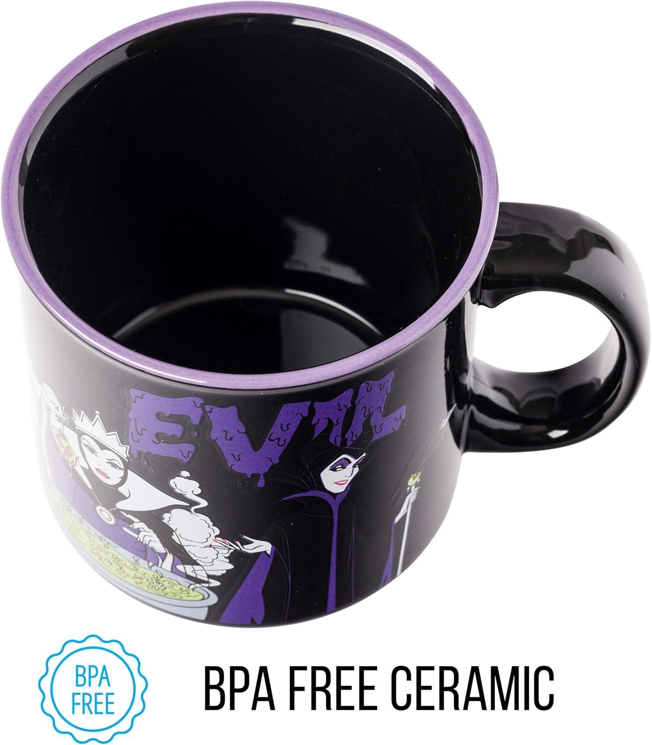 imageSilver Buffalo Disney Villain Forest Silhouette Featuring Snow White and Evil Queen Laser Matte Ceramic Mug 20 OuncesEvil Disney Villains