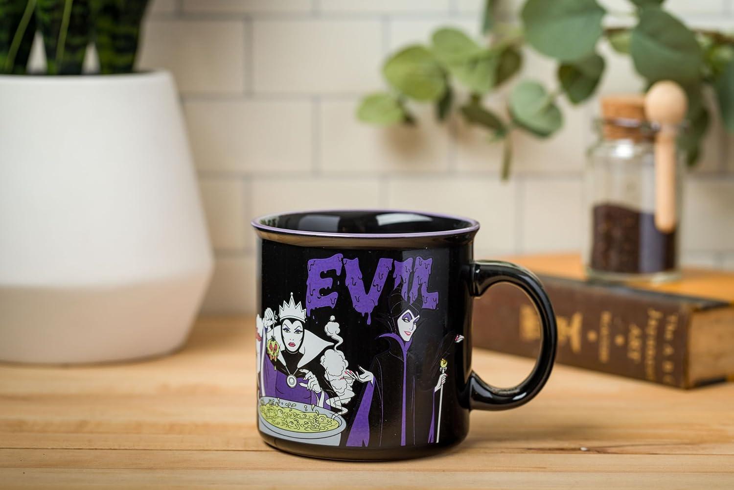 imageSilver Buffalo Disney Villain Forest Silhouette Featuring Snow White and Evil Queen Laser Matte Ceramic Mug 20 OuncesEvil Disney Villains