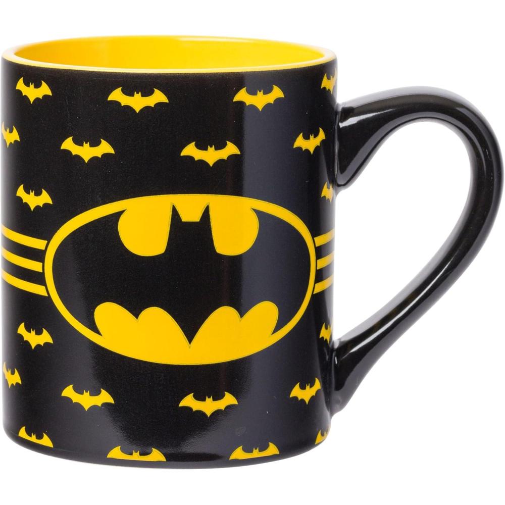 imageSilver Buffalo DC Comics Batman Logo with Bat Pattern Ceramic Coffee Mug 14 Ounces14 Ounces