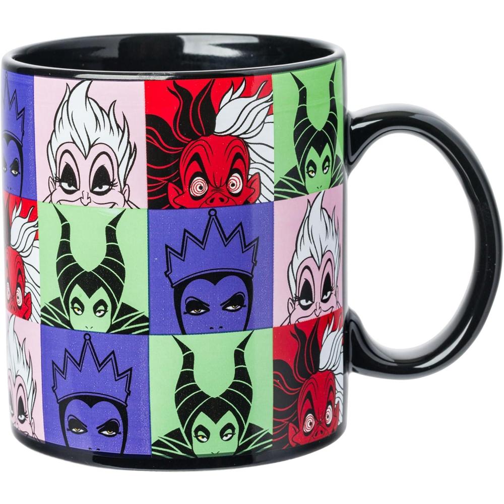 imageSilver Buffalo Disney Villain Forest Silhouette Featuring Snow White and Evil Queen Laser Matte Ceramic Mug 20 OuncesPeeking Faces Grid