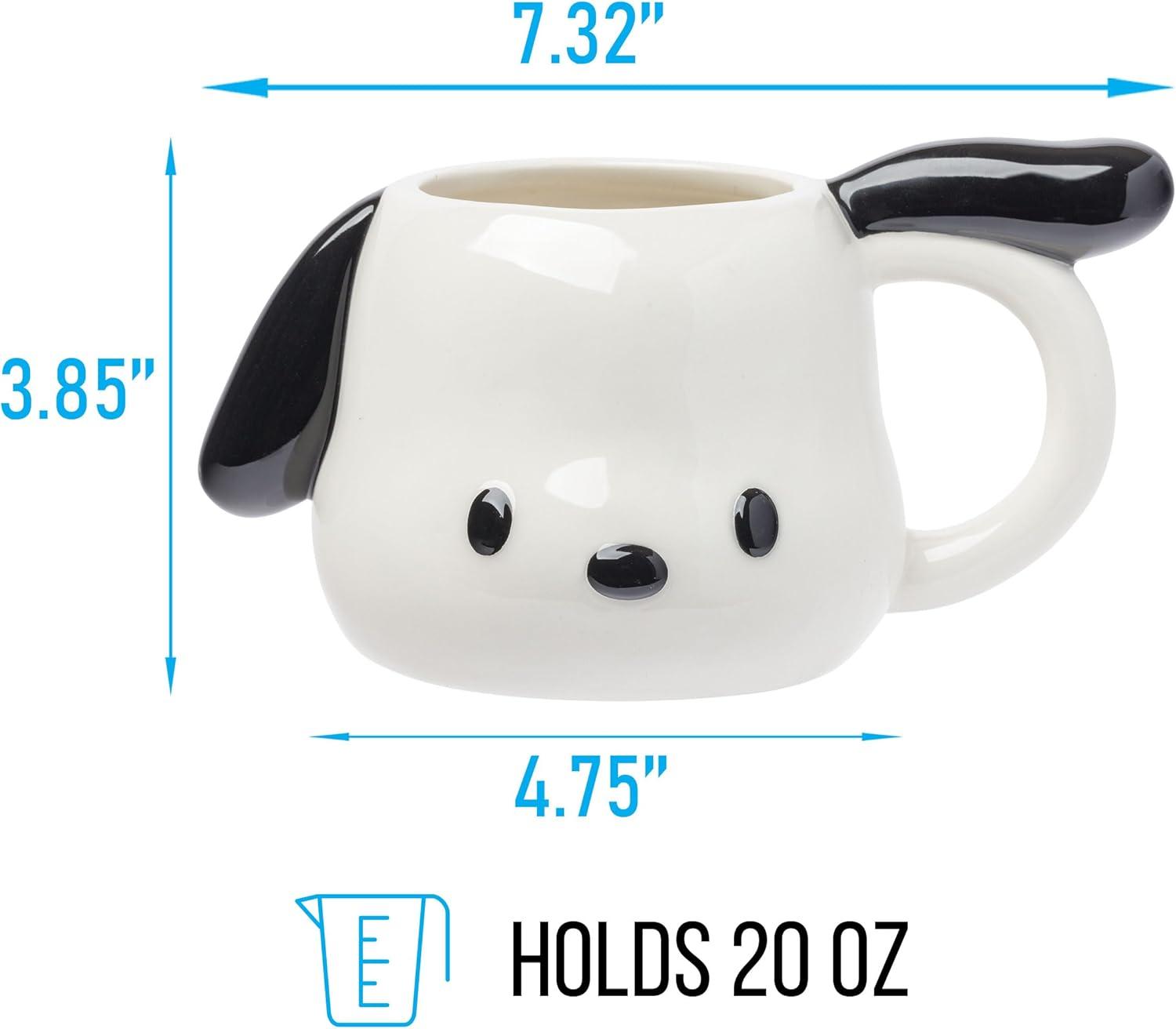 imageSilver Buffalo Sanrio Hello Kitty and Friends Pochacco Ceramic 3D Sculpted Mug 20 Ounces