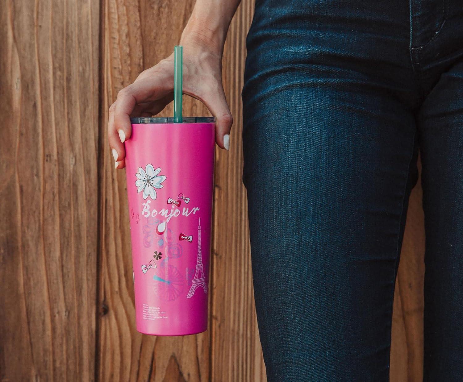 imageSilver Buffalo Aristocats Marie Doodle Flowers Double Walled Stainless Steel Tumbler w Straw 22 Ounces 1 Count Pack of 1