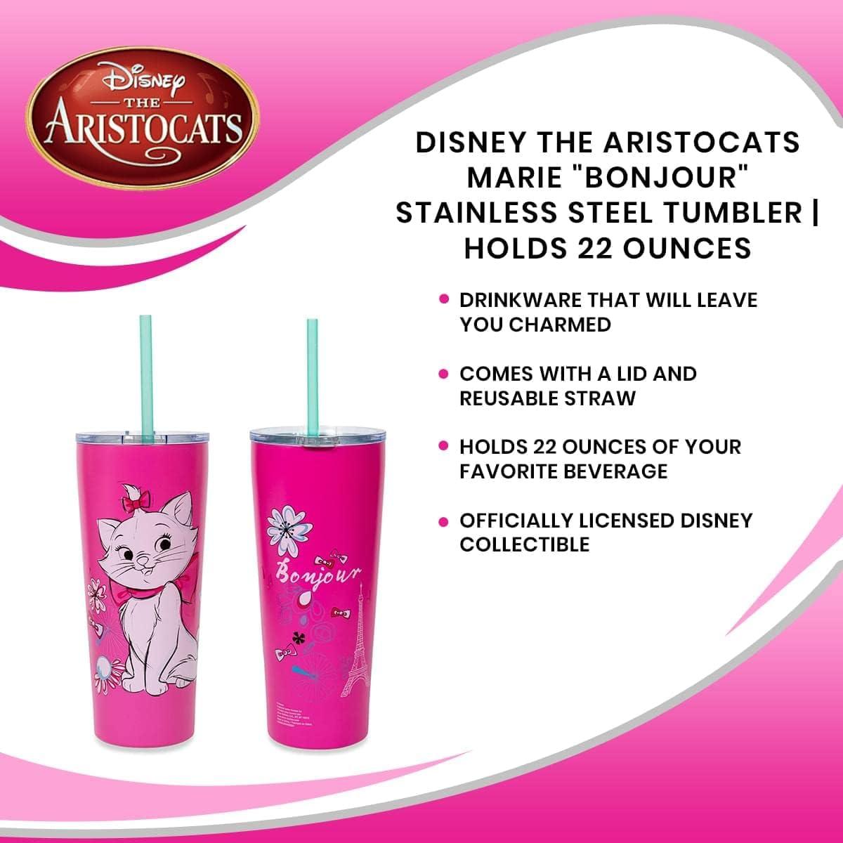 imageSilver Buffalo Aristocats Marie Doodle Flowers Double Walled Stainless Steel Tumbler w Straw 22 Ounces 1 Count Pack of 1
