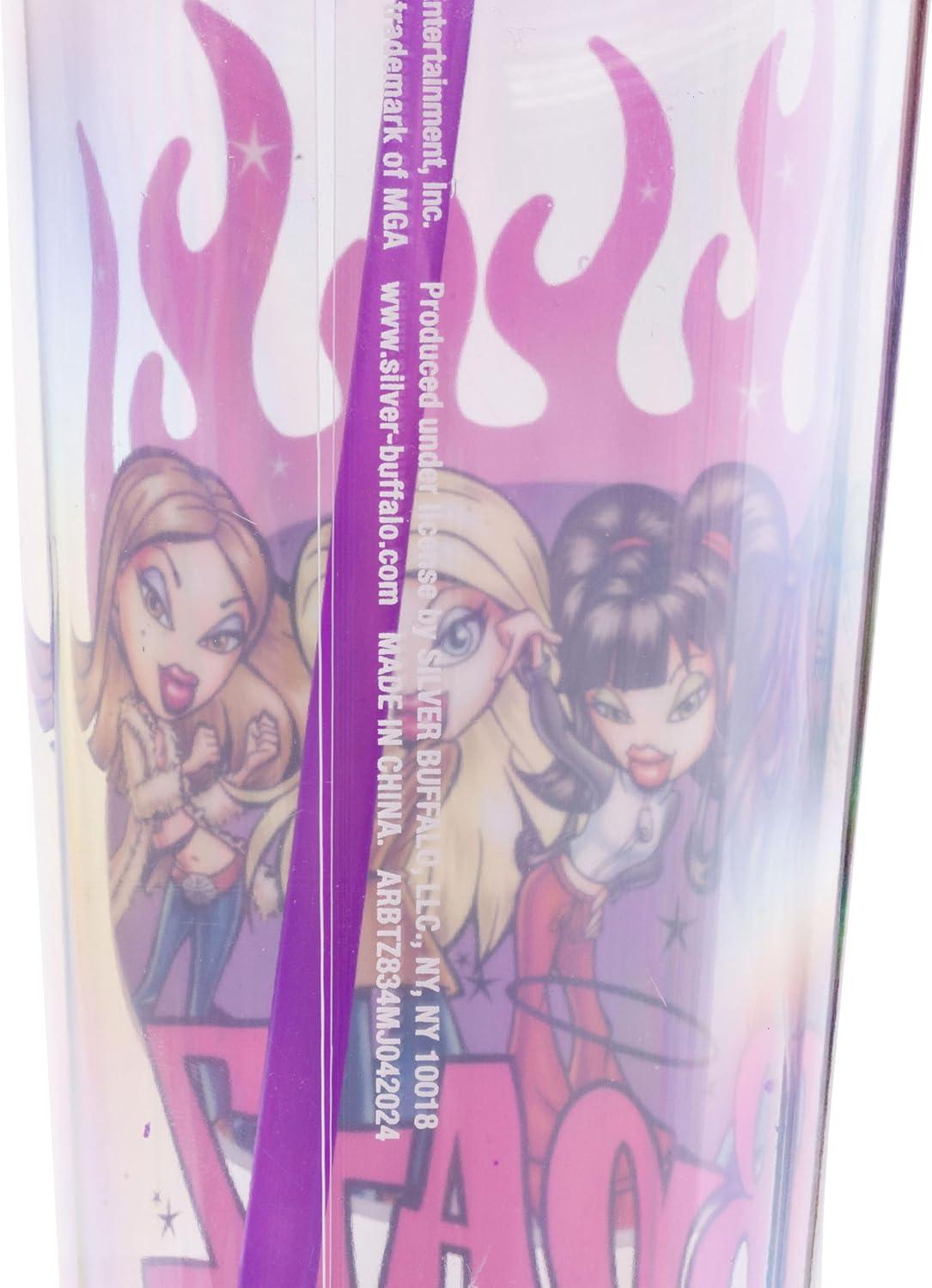 imageSilver Buffalo Sanrio Hello Kitty And Friends Featuring Kuromi and Little Twin Stars Plastic Cold Cup with Lid and Topper Straw 24 ouncesBratz Flames and Full Lips