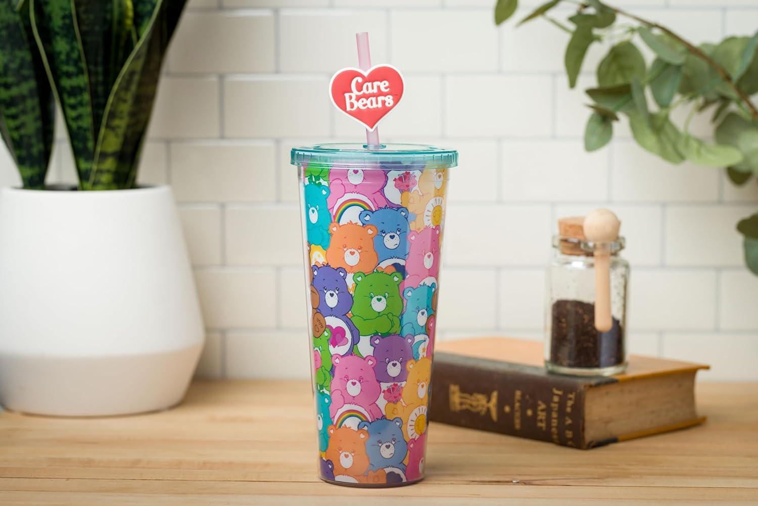 imageSilver Buffalo Sanrio Hello Kitty And Friends Featuring Kuromi and Little Twin Stars Plastic Cold Cup with Lid and Topper Straw 24 ouncesCare Bears Multi Bear All Over