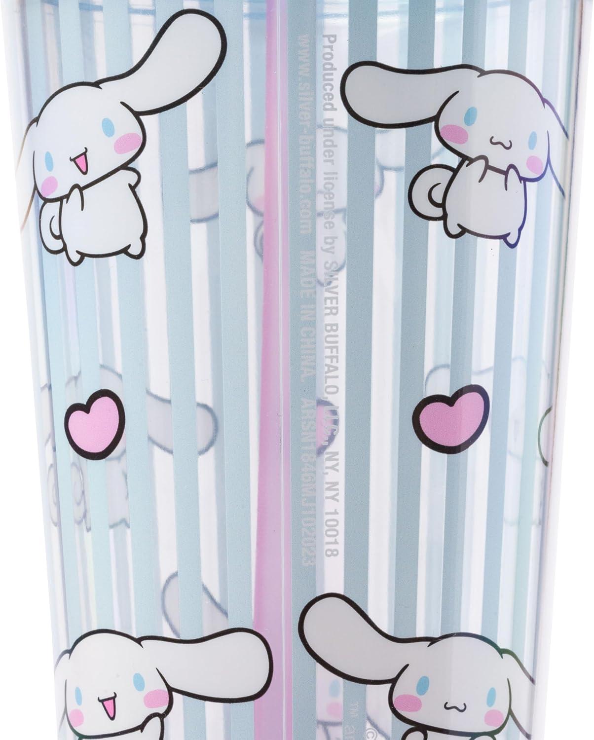imageSilver Buffalo Sanrio Hello Kitty And Friends Featuring Kuromi and Little Twin Stars Plastic Cold Cup with Lid and Topper Straw 24 ouncesCinnamoroll