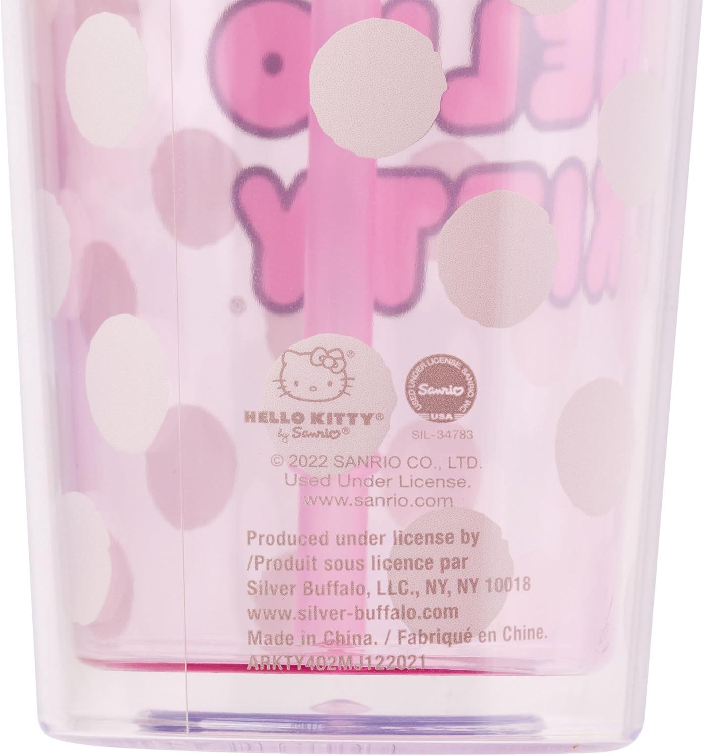imageSilver Buffalo Sanrio Hello Kitty And Friends Featuring Kuromi and Little Twin Stars Plastic Cold Cup with Lid and Topper Straw 24 ouncesHello Kitty Bow and Pink Polka Dots