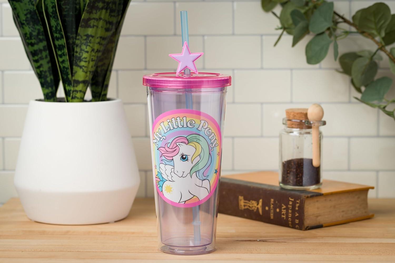 imageSilver Buffalo Sanrio Hello Kitty And Friends Featuring Kuromi and Little Twin Stars Plastic Cold Cup with Lid and Topper Straw 24 ouncesMy Little Pony Starshine