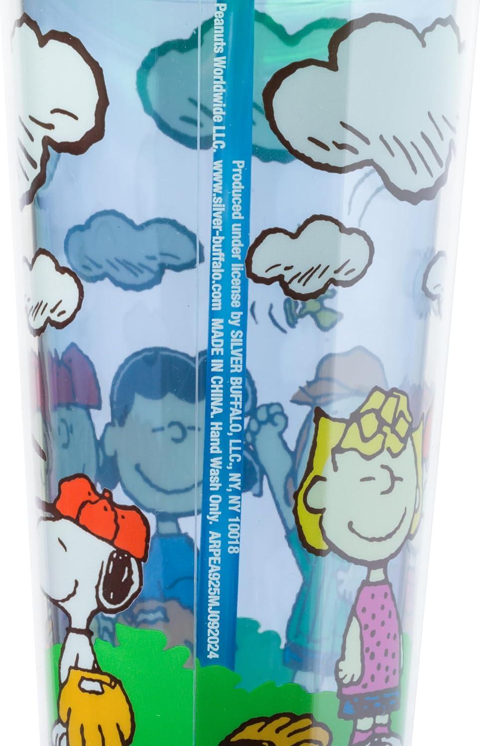 imageSilver Buffalo Sanrio Hello Kitty And Friends Featuring Kuromi and Little Twin Stars Plastic Cold Cup with Lid and Topper Straw 24 ouncesPeanuts Playing Baseball