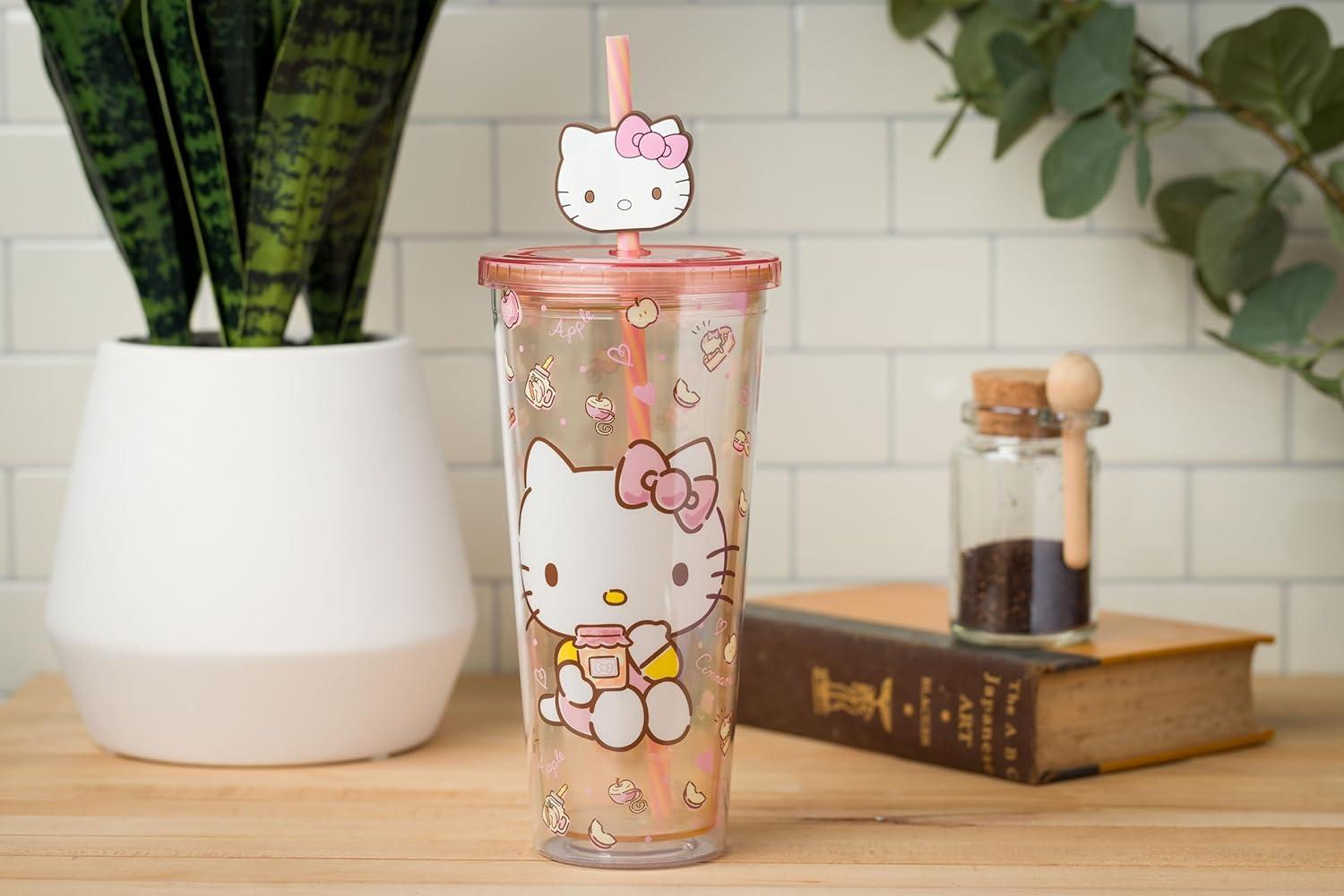 imageSilver Buffalo Sanrio Hello Kitty And Friends Featuring Kuromi and Little Twin Stars Plastic Cold Cup with Lid and Topper Straw 24 ouncesSanrio Hello Kitty Apples and Cinnamon