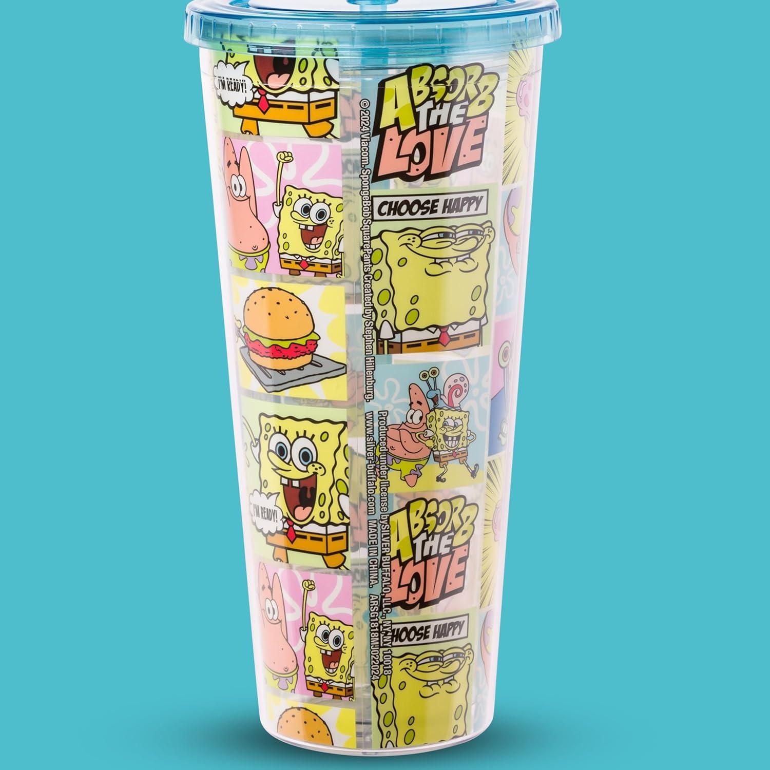 imageSilver Buffalo Sanrio Hello Kitty And Friends Featuring Kuromi and Little Twin Stars Plastic Cold Cup with Lid and Topper Straw 24 ouncesSpongebob Squarepants Comic Panel