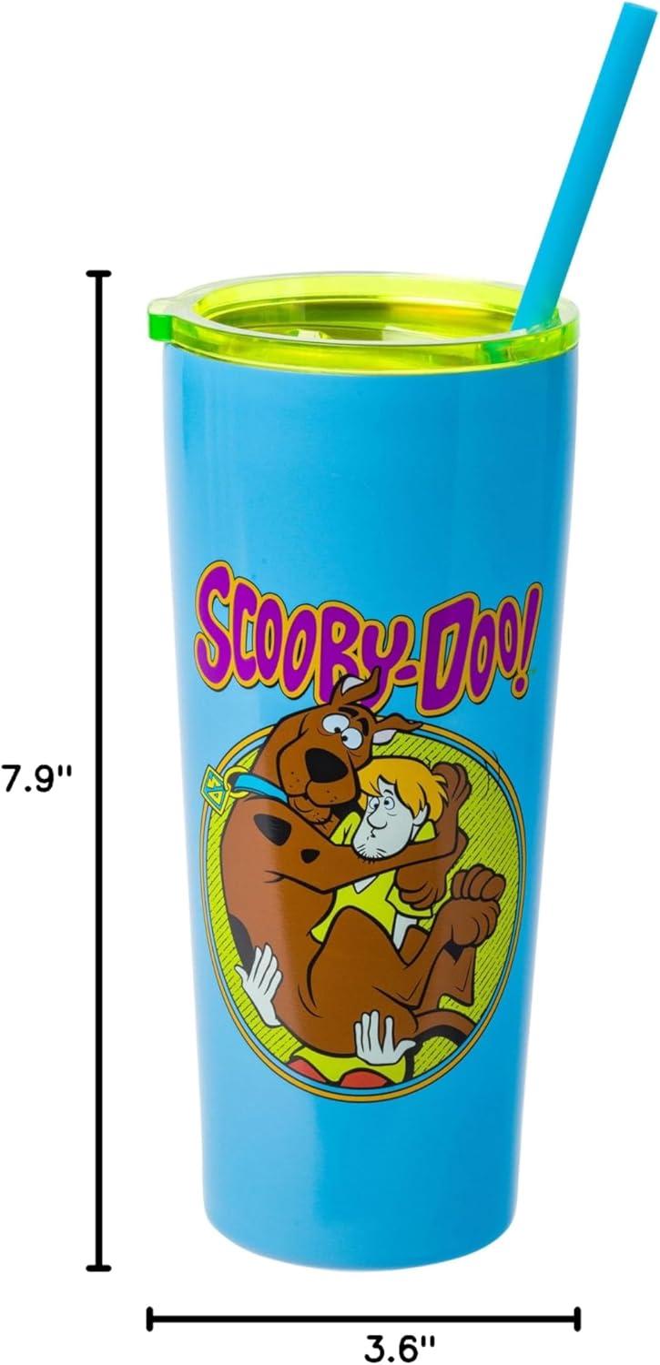 imageSilver Buffalo Scooby Doo Scared Shaggy Scooby Double Walled Stainless Steel Tumbler w Straw 20 OuncesScooby Doo Scared Shaggy