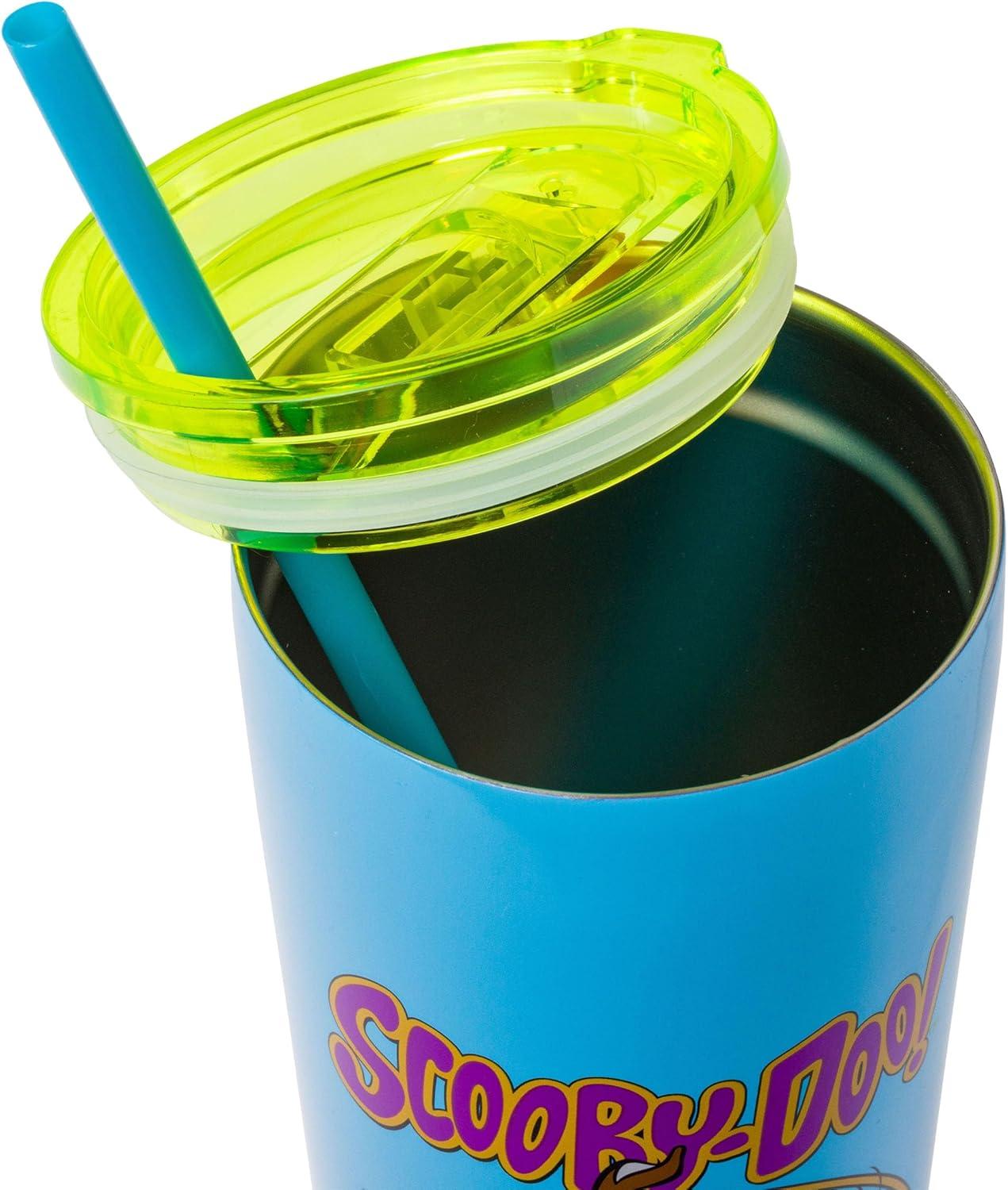 imageSilver Buffalo Scooby Doo Scared Shaggy Scooby Double Walled Stainless Steel Tumbler w Straw 20 OuncesScooby Doo Scared Shaggy