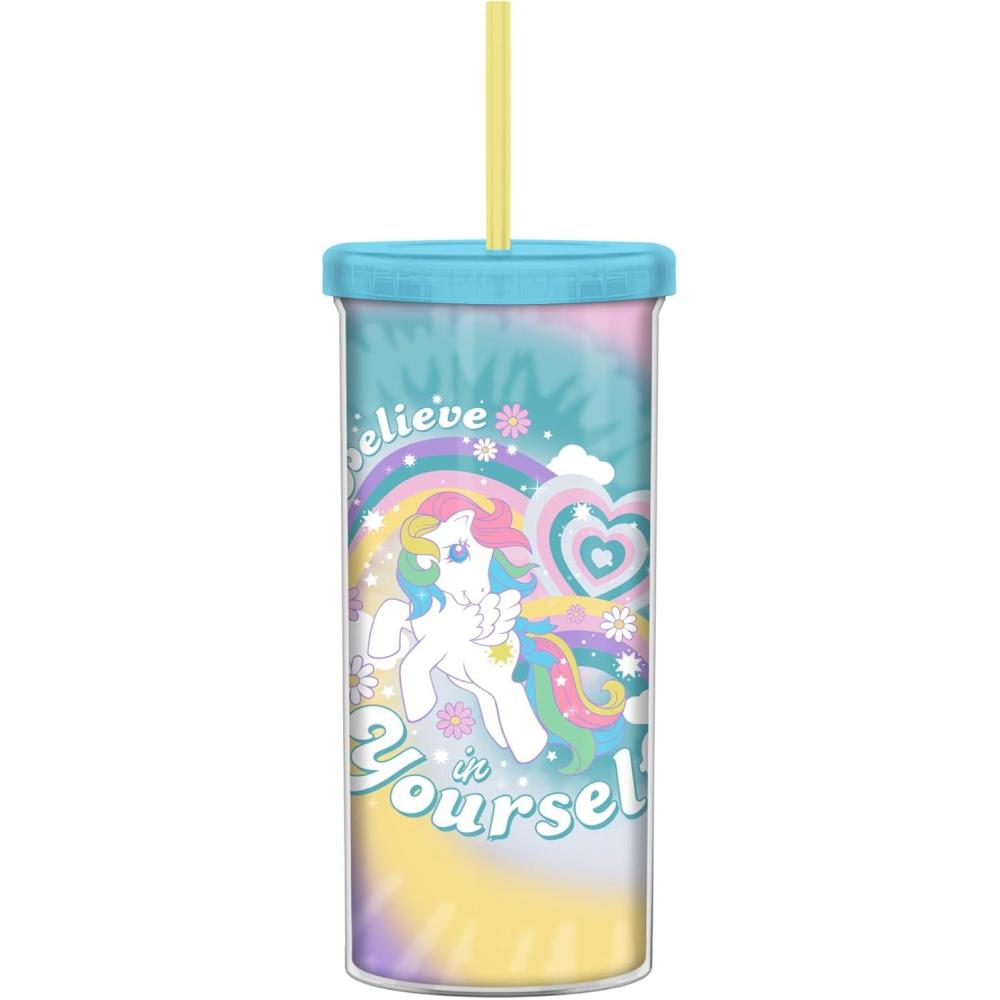 imageSilver Buffalo My Little Pony Believe in Yourself Plastic Tall Cold Cup with Lid and Straw 20 Ounces