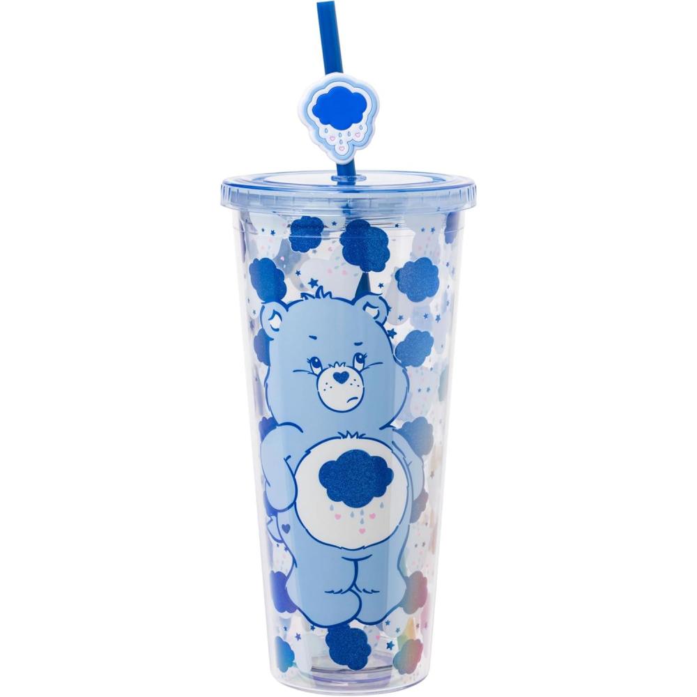 imageSilver Buffalo Sanrio Hello Kitty And Friends Featuring Kuromi and Little Twin Stars Plastic Cold Cup with Lid and Topper Straw 24 ouncesCare Bears Grumpy Bear