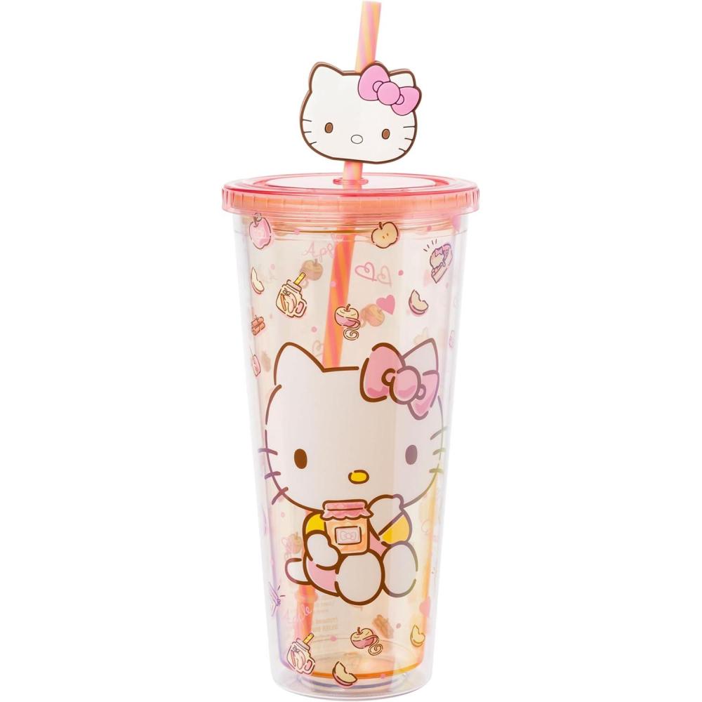 imageSilver Buffalo Sanrio Hello Kitty And Friends Featuring Kuromi and Little Twin Stars Plastic Cold Cup with Lid and Topper Straw 24 ouncesSanrio Hello Kitty Apples and Cinnamon