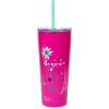 Silver Buffalo Aristocats Marie Doodle Flowers Double Walled Stainless Steel Tumbler w Straw, 22 Ounces, 1 Count (Pack of 1)