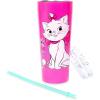 Silver Buffalo Aristocats Marie Doodle Flowers Double Walled Stainless Steel Tumbler w Straw, 22 Ounces, 1 Count (Pack of 1)