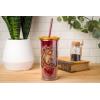 Silver Buffalo Harry Potter Gryffindor Floral Crest Plastic Tall Cold Cup with Lid and Straw, 20 Ounces