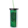 Silver Buffalo Harry Potter Slytherin Floral Crest Plastic Tall Cold Cup with Lid and Straw, 20 Ounces