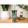 Silver Buffalo Harry Potter Slytherin Floral Crest Plastic Tall Cold Cup with Lid and Straw, 20 Ounces