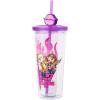 Silver Buffalo Sanrio Hello Kitty And Friends Featuring Kuromi and Little Twin Stars Plastic Cold Cup with Lid and Topper Straw, 24 ounces(Bratz Flames and Full Lips)
