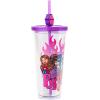 Silver Buffalo Sanrio Hello Kitty And Friends Featuring Kuromi and Little Twin Stars Plastic Cold Cup with Lid and Topper Straw, 24 ounces(Bratz Flames and Full Lips)